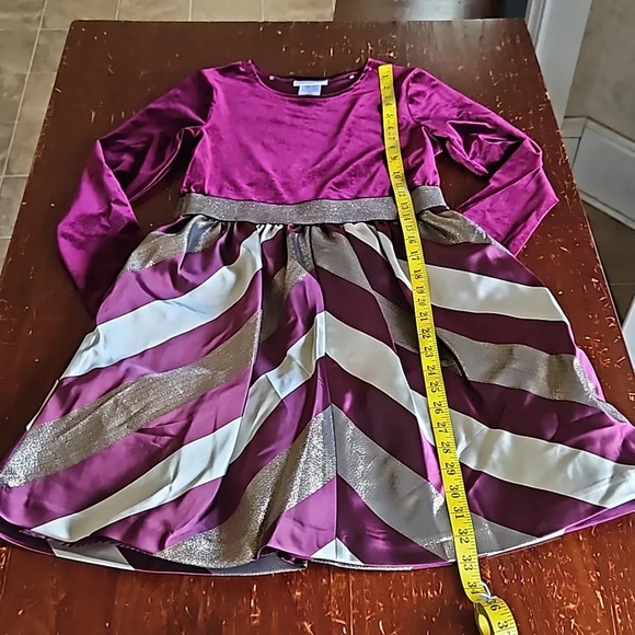 Bonnie Jean Girls 16 Holiday Dress Plum Purple Gold - Picture 8 of 9